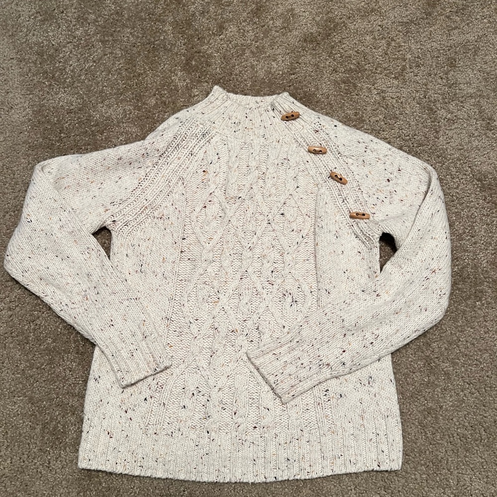 dressbarn Speckled Cream Cable Knit Sweater